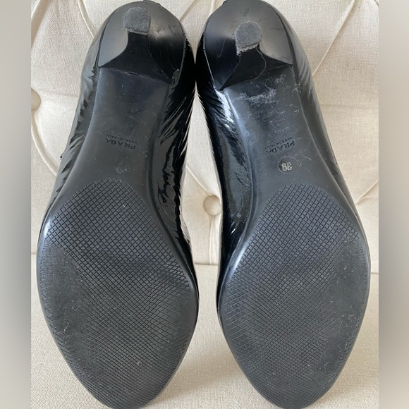 Black Prada Patent Leather Ballet Style Round Toe 3 Inch Heel Size 8 - Picture 7 of 12